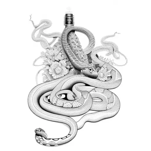 Perfume With Hands With Snake And Flowers