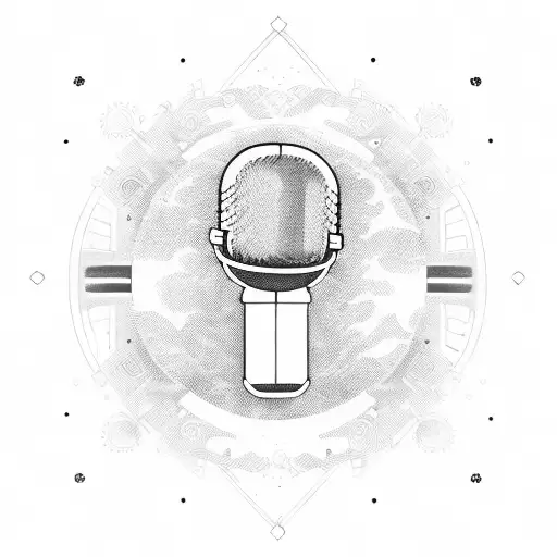 Sol Key With Music Disk And Retro Microphone