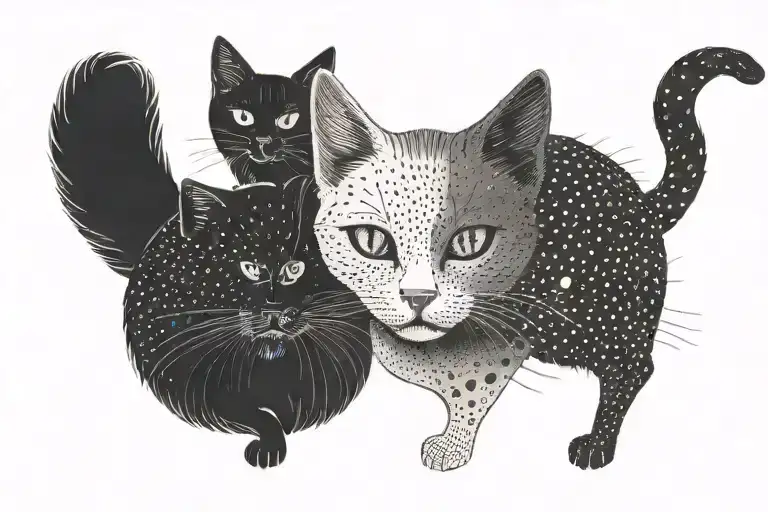 A White And A Black Cat Playing