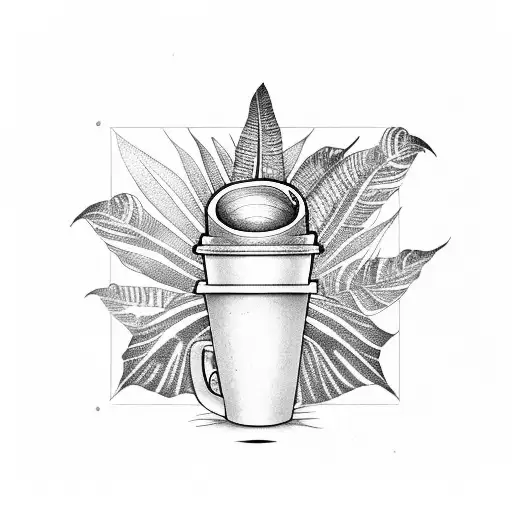 Coffee Cup With Tropical Plants As Steam