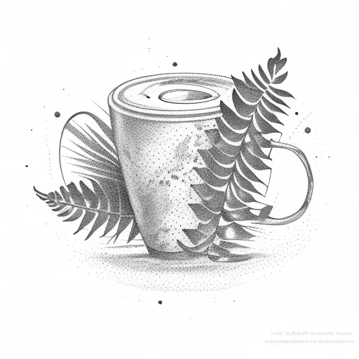 Coffee Cup With Tropical Plants As Steam