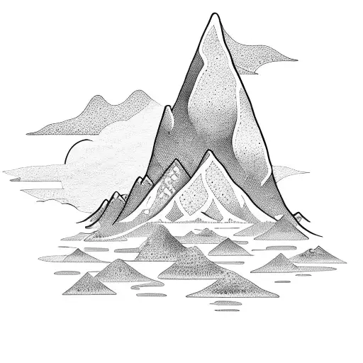 Island With Mountain And Ocean