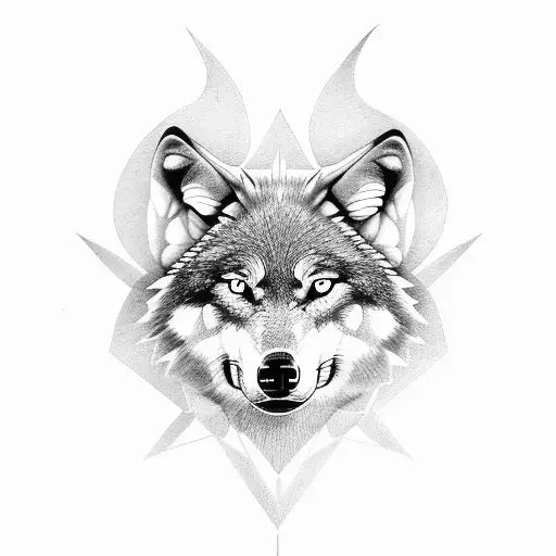 Wolf In Front Of Ring Of Fire