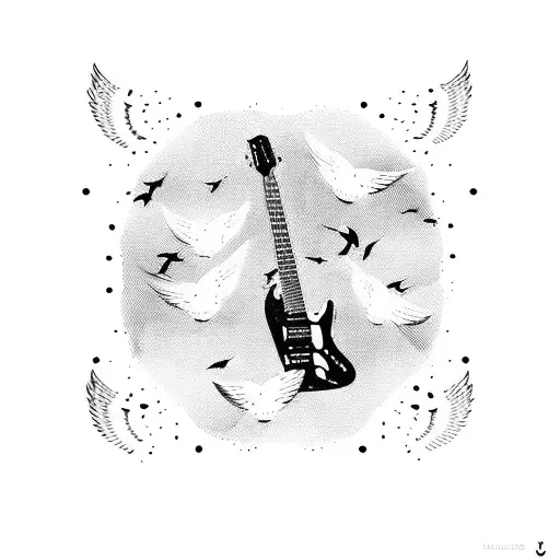 Guitar With Doves Flying Off Of If