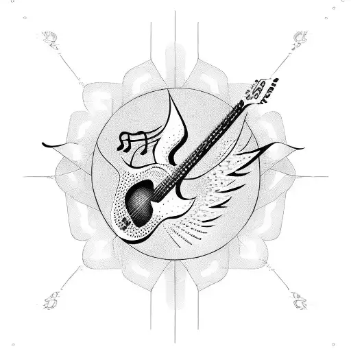 Guitar With Music Notes That Turn Into Doves