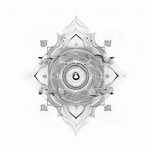 An Abstract Representation Of The 'Hari Om' Mantra Using Geometric Shapes And Lines