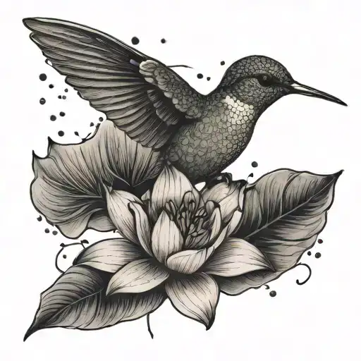 Hummingbird Larkspur And Water Lily