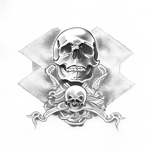 Skull With Bones And De Spanish Flag