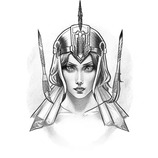 Athena Warrior With Red Highlight