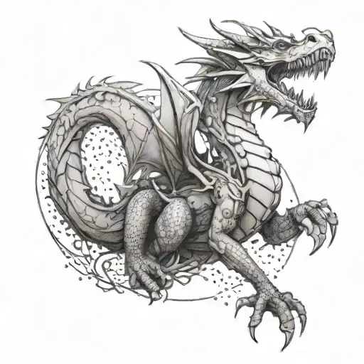 Design A Tattoo Of A Dragon Made Entirely Of Collectible Action Figures