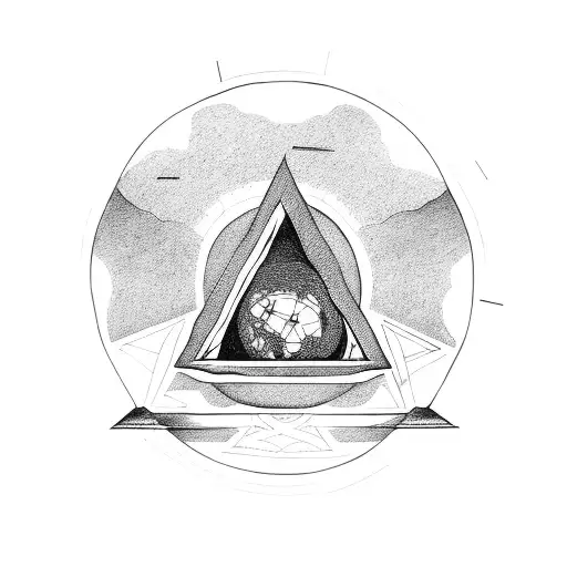 Triangle With Globe Inside And A Moon Going Around It