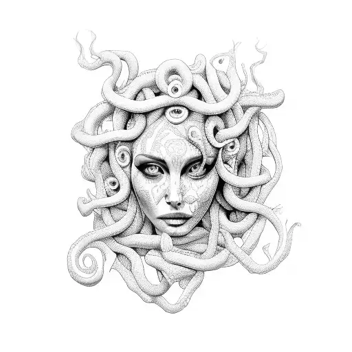 Medusa Head With Facial Features Of A Young Angelina Jolie