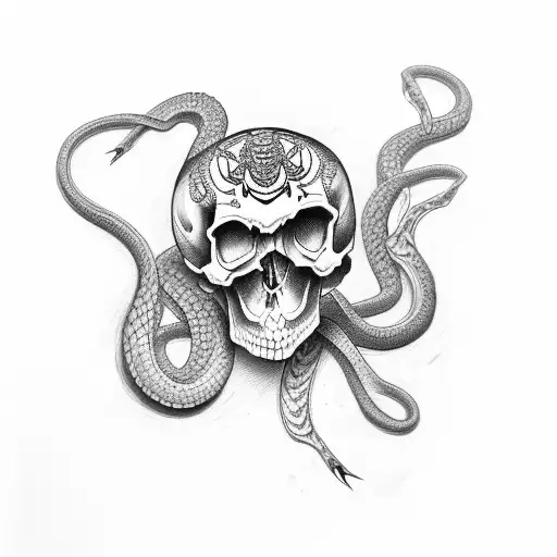 Tatu Skull Smokes And A Snake