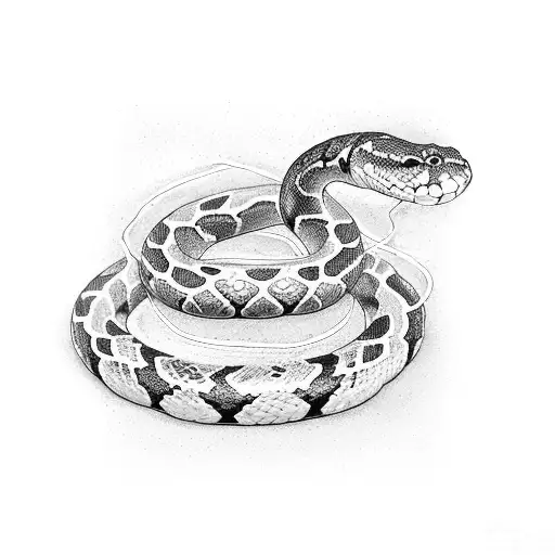 A Dotwork Tattoo Of A Snake Wrapped Around A Tattoo Machine