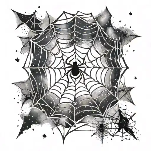 An Intricate Spider Web Design With Galaxies And Stars