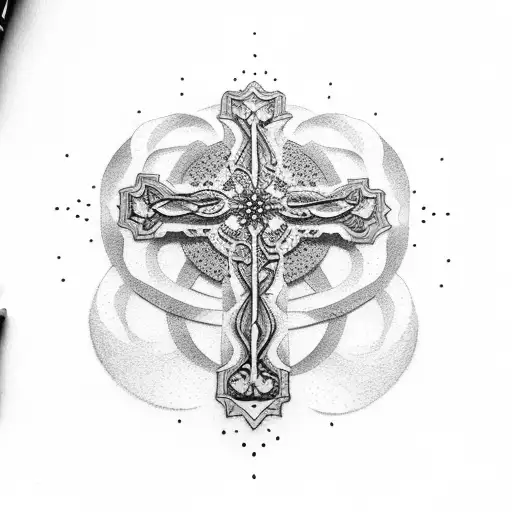 Christian Cross With Cherry Blossoms