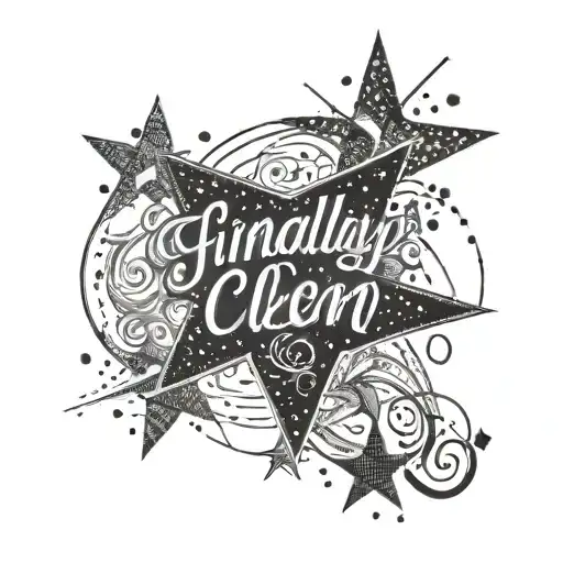 Fine Line Stars With The Words 'Finally Clean' In Cursive