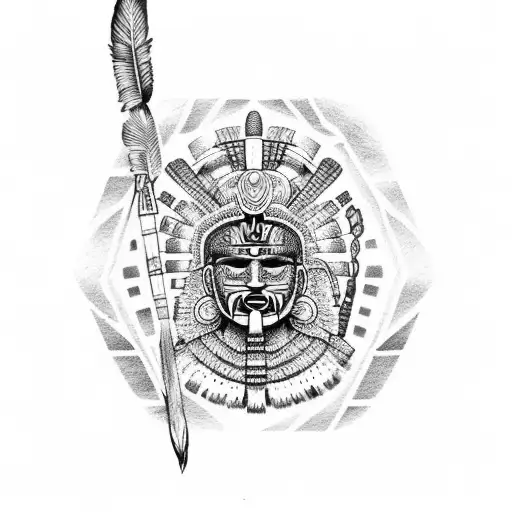 Aztec Warrior And Quetzalcoatle