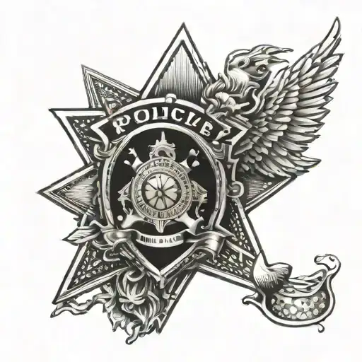 Police Badge With Children's Silhouettes Inside