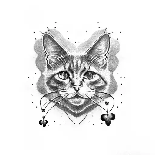 Black Cat With Green Eyes And Four Leaf Clover Necklace On His Neck