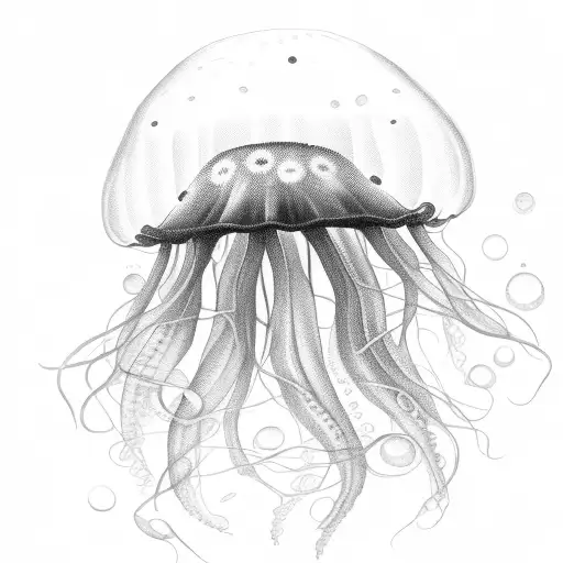 Jellyfish Auriella Scyphoid Sketch Detail Black And White