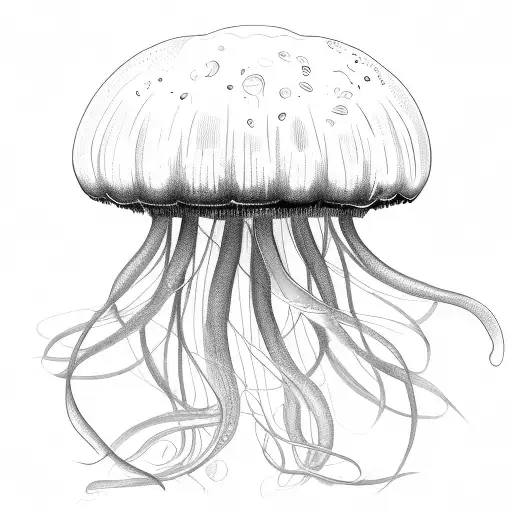 Jellyfish Auriella Scyphoid Sketch Detail Black And White
