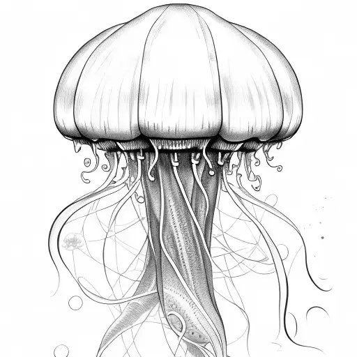 Jellyfish Auriella Scyphoid Sketch Detail Black And White