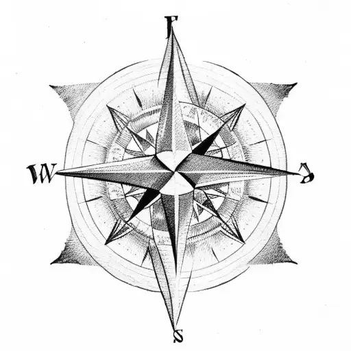 An Old School Compass With Rose Petals As The Cardinal Directions