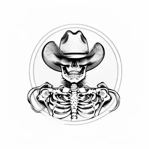 Skeleton Tipping A Cowboy Hat