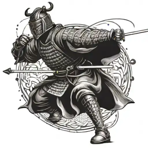 A Samurai Warrior Practicing Historical Fencing Techniques