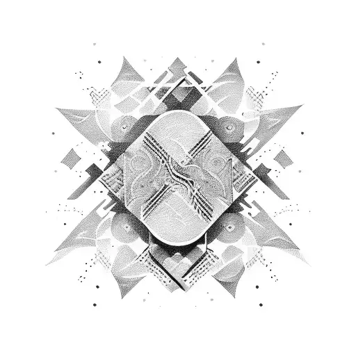 An Abstract Dotwork Composition Inspired By The Client's Favorite Guitar Chords