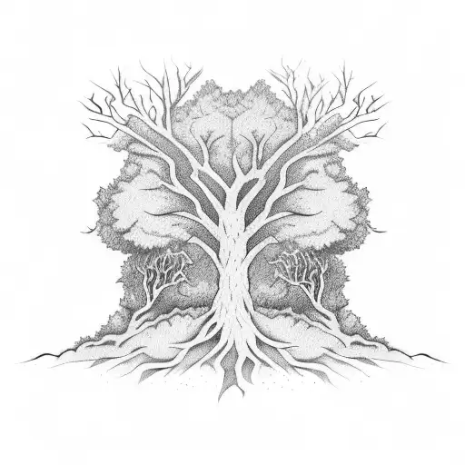 Half Dead Tree And Half Living Tree