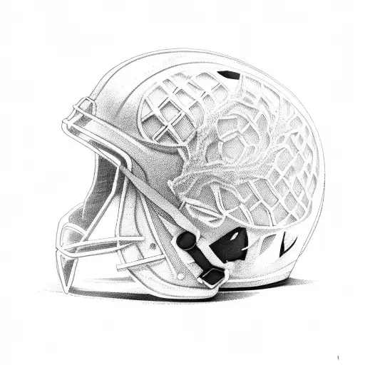 Lacrosse Helmet With Lacrosse Stick Behind It And 2 Olive Tree Branches On The Sides