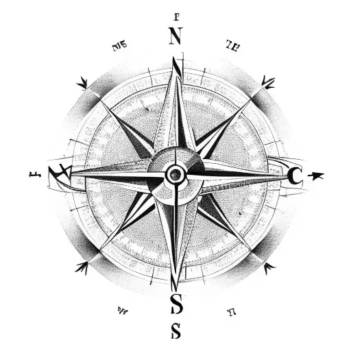 Compass With Roses And A Lion