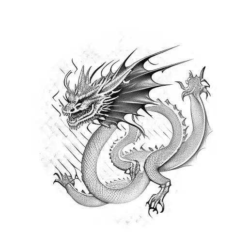 Dragon Protegeant Une Boule De Cristal Avec Un Katana