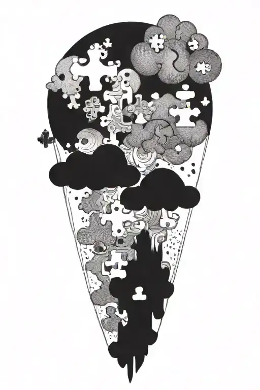 A Cloud Made Up Of Interconnected Puzzle Pieces