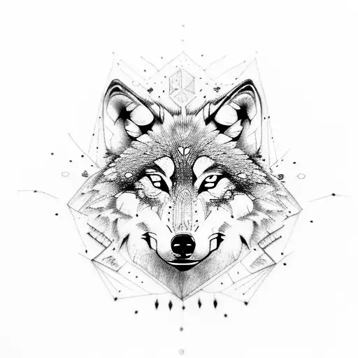Wolf Face Inside A Square Frame