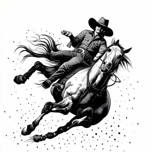 A Cowboy Riding A Bucking Bronco At A Rodeo