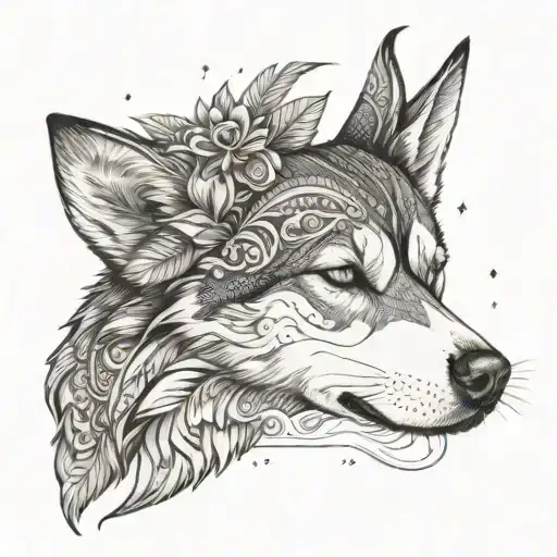 Sleeping Husky With Angel Wings