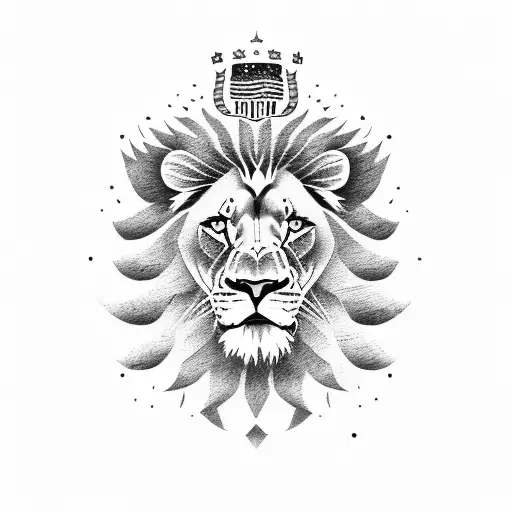 Lion With American Flag