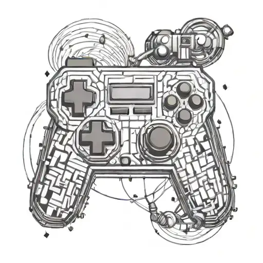 A Pixelated Arcade Game Controller Intertwined With Guitar Strings