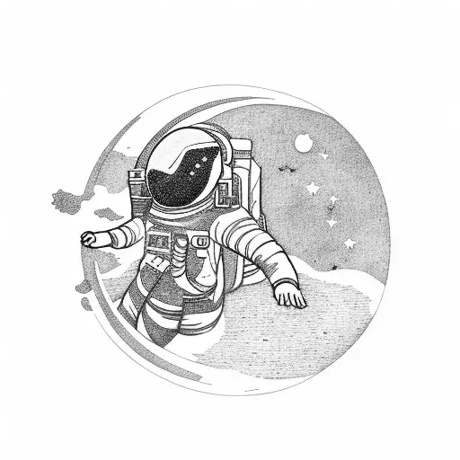 Astronaut Smoking And Looking At The Moon And Stars