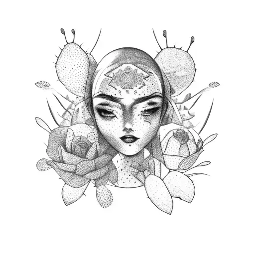 Female Body With Cactus Face