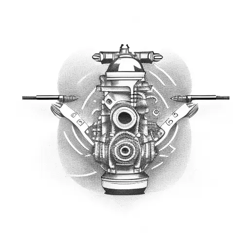 Design A Tattoo Showcasing A Vintage Car Engine Transformed Into A Communication Device