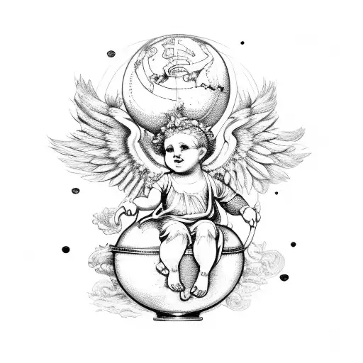 Baroque Cherub Sitting On A Globe