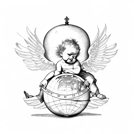 Baroque Cherub Sitting On A Globe