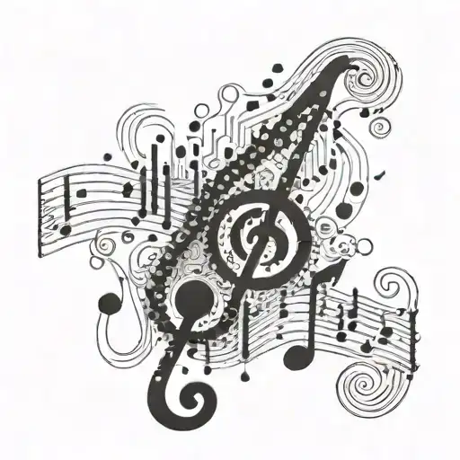 A Music Note Intertwined With A Circuit Board