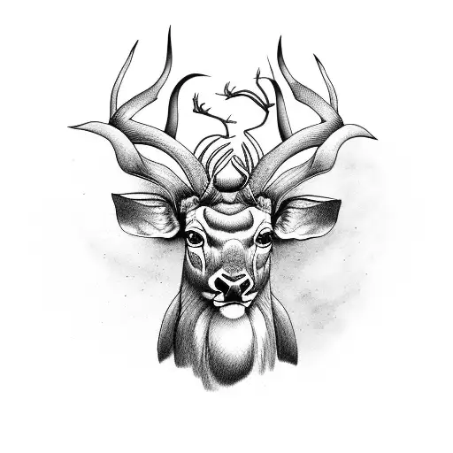 Kudu With An Olive Branch And Yin-yan Symbol