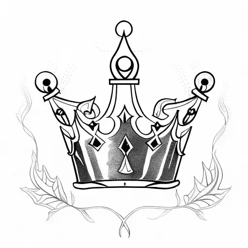 3 Point Simple King Crown With Leaves On Sides Not Touching The Crown