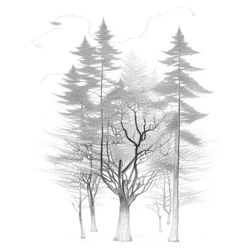 A Detailed Map With A Trail Of Leaves Leading Into A Dense Forest